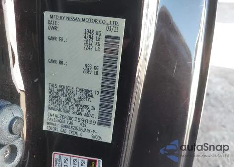 2011 Nissan Altima 2.5 S from USA, damaged, VIN 1N4AL2EP2BC159039